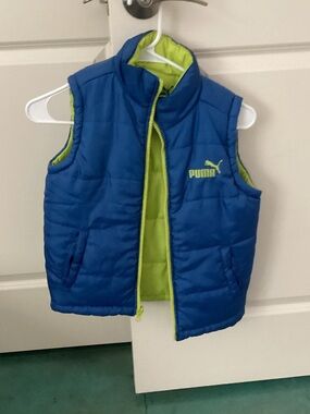 Puma Kids Blue & Lime Green Puffer Vest
